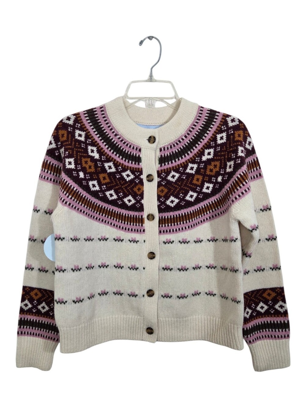 NWOT Hill House The Ren Wool Cardigan Sweater Size Small Fair Isle Boho Cottage